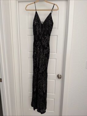 Black Sequin Lace Maxi Formal Dress
